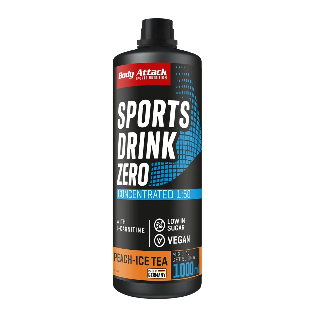 Body Attack Sports Drink Zero 1000 ml Peach Ice Tea
